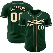 Load image into Gallery viewer, Custom Green City Cream-Black Authentic Baseball Jersey