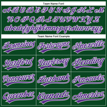 Load image into Gallery viewer, Custom Green White Pinstripe Purple Authentic Baseball Jersey