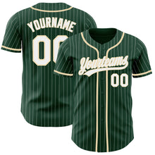 Load image into Gallery viewer, Custom Green White Pinstripe City Cream Authentic Baseball Jersey