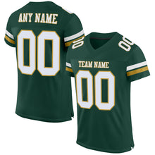 Load image into Gallery viewer, Custom Green White-Old Gold Mesh Authentic Football Jersey