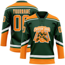 Load image into Gallery viewer, Custom Green Bay Orange-White Hockey Lace Neck Jersey