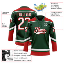 Load image into Gallery viewer, Custom Green White-Red Hockey Lace Neck Jersey