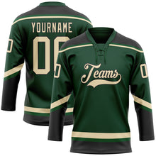 Load image into Gallery viewer, Custom Green City Cream-Black Hockey Lace Neck Jersey
