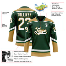Load image into Gallery viewer, Custom Green White-Old Gold Hockey Lace Neck Jersey