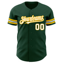Load image into Gallery viewer, Custom Green White-Gold Authentic Baseball Jersey