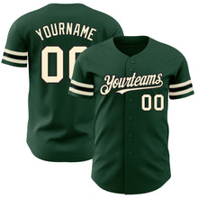 Load image into Gallery viewer, Custom Green Cream-Black Authentic Baseball Jersey