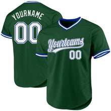 Load image into Gallery viewer, Custom Green White-Royal Authentic Throwback Baseball Jersey