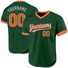 Load image into Gallery viewer, Custom Green Orange-Gray Authentic Throwback Baseball Jersey