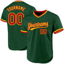 Load image into Gallery viewer, Custom Green Red-Gold Authentic Throwback Baseball Jersey