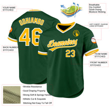 Load image into Gallery viewer, Custom Green Gold-White Authentic Throwback Baseball Jersey