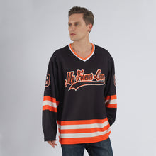Load image into Gallery viewer, Custom Black Black-Orange Hockey Jersey