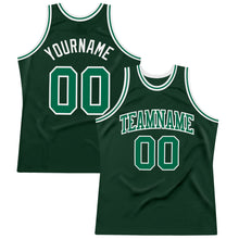 Load image into Gallery viewer, Custom Hunter Green Kelly Green-White Authentic Throwback Basketball Jersey