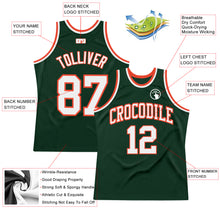 Load image into Gallery viewer, Custom Hunter Green White-Orange Authentic Throwback Basketball Jersey