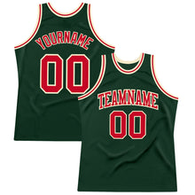 Load image into Gallery viewer, Custom Hunter Green Red-Cream Authentic Throwback Basketball Jersey