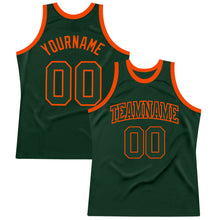Load image into Gallery viewer, Custom Hunter Green Green-Orange Authentic Throwback Basketball Jersey