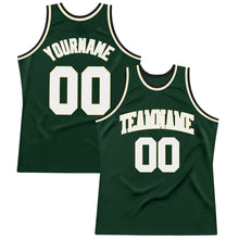 Load image into Gallery viewer, Custom Hunter Green White Cream-Black Authentic Throwback Basketball Jersey