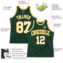 Load image into Gallery viewer, Custom Hunter Green White Pinstripe White-Gold Authentic Basketball Jersey