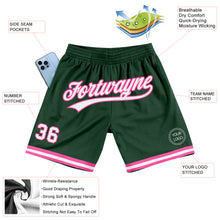 Load image into Gallery viewer, Custom Hunter Green White-Pink Authentic Throwback Basketball Shorts