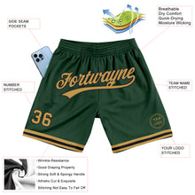 Load image into Gallery viewer, Custom Hunter Green Old Gold-Black Authentic Throwback Basketball Shorts