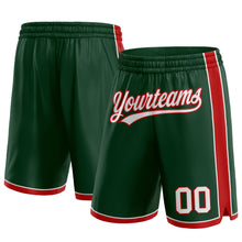 Load image into Gallery viewer, Custom Hunter Green White-Red Authentic Basketball Shorts