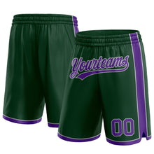 Load image into Gallery viewer, Custom Hunter Green Purple-Gray Authentic Basketball Shorts