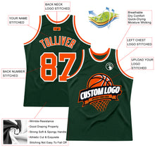 Load image into Gallery viewer, Custom Hunter Green Orange-White Authentic Throwback Basketball Jersey