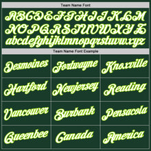 Load image into Gallery viewer, Custom Hunter Green Neon Green-White Authentic Throwback Basketball Jersey