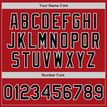 Load image into Gallery viewer, Custom Red Black-White Bomber Full-Snap Varsity Letterman Jacket