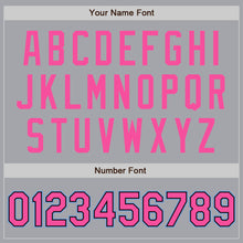 Load image into Gallery viewer, Custom Gray Pink Black-Light Blue Bomber Full-Snap Varsity Letterman Jacket