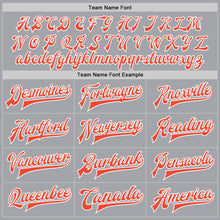 Load image into Gallery viewer, Custom Gray Orange-White Bomber Full-Snap Varsity Letterman Jacket