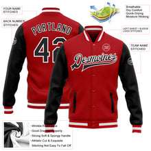 Load image into Gallery viewer, Custom Red Black-White Bomber Full-Snap Varsity Letterman Two Tone Jacket