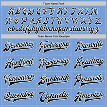 Load image into Gallery viewer, Custom Light Blue Black-White Bomber Full-Snap Varsity Letterman Two Tone Jacket