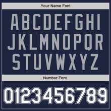 Load image into Gallery viewer, Custom Navy White-Gray Bomber Full-Snap Varsity Letterman Two Tone Jacket