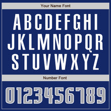 Load image into Gallery viewer, Custom Royal Gray-Navy Bomber Full-Snap Varsity Letterman Jacket