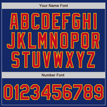 Load image into Gallery viewer, Custom Royal Red-Gold Bomber Full-Snap Varsity Letterman Jacket