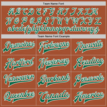 Load image into Gallery viewer, Custom Texas Orange Kelly Green-White Bomber Full-Snap Varsity Letterman Jacket