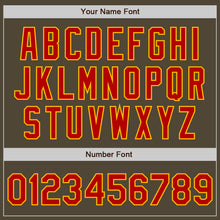 Load image into Gallery viewer, Custom Olive Red-Gold Bomber Full-Snap Varsity Letterman Salute To Service Jacket