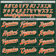 Load image into Gallery viewer, Custom Green Orange-White Bomber Full-Snap Varsity Letterman Jacket