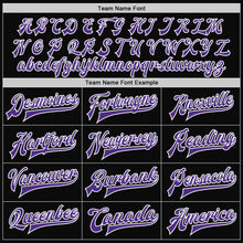 Load image into Gallery viewer, Custom Black Purple-White Bomber Full-Snap Varsity Letterman Jacket