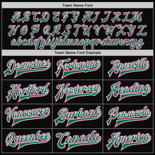 Load image into Gallery viewer, Custom Black Pink-Kelly Green Bomber Full-Snap Varsity Letterman Jacket