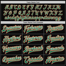 Load image into Gallery viewer, Custom Black Orange-Kelly Green Bomber Full-Snap Varsity Letterman Jacket
