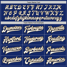 Load image into Gallery viewer, Custom Royal White Old Gold-Black Bomber Full-Snap Varsity Letterman Jacket