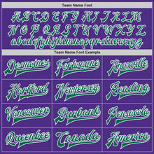 Load image into Gallery viewer, Custom Purple Kelly Green-White Bomber Full-Snap Varsity Letterman Jacket