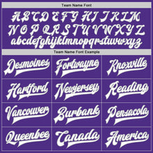 Load image into Gallery viewer, Custom Purple White-Gray Bomber Full-Snap Varsity Letterman Jacket