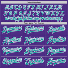 Load image into Gallery viewer, Custom Purple Teal-White Bomber Full-Snap Varsity Letterman Jacket