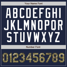 Load image into Gallery viewer, Custom Navy Camo-Olive Bomber Full-Snap Varsity Letterman Two Tone Jacket