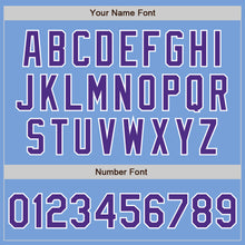 Load image into Gallery viewer, Custom Light Blue Purple-White Bomber Full-Snap Varsity Letterman Two Tone Jacket