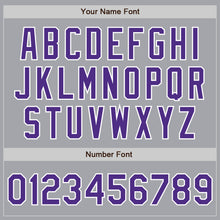 Load image into Gallery viewer, Custom Gray Purple-White Bomber Full-Snap Varsity Letterman Two Tone Jacket