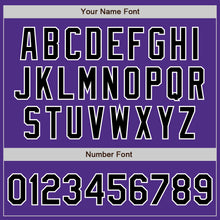 Load image into Gallery viewer, Custom Purple Black-White Bomber Full-Snap Varsity Letterman Two Tone Jacket