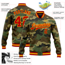 Load image into Gallery viewer, Custom Camo Red-Gold Bomber Full-Snap Varsity Letterman Salute To Service Jacket